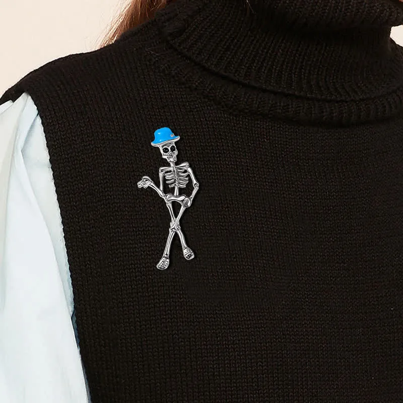 Horror Cool Sketelon Skull Enamel Hat Brooch sold by FloralTrip product image thumbnail 2
