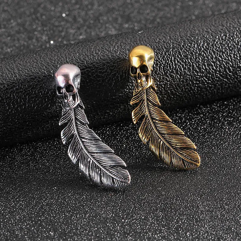 Cool Hip Hop Skull Head & Feather Brooch sold by FloralTrip product image thumbnail 2