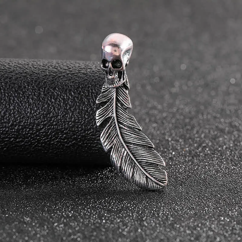 Cool Hip Hop Skull Head & Feather Brooch sold by FloralTrip product image thumbnail 4