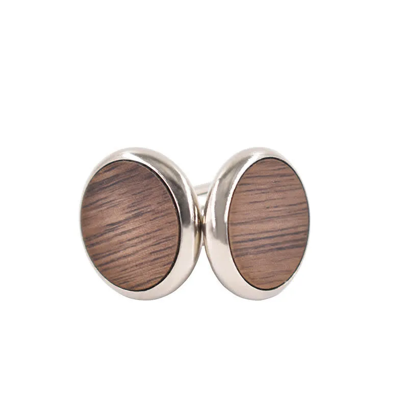 Men's Round Business Wedding Wooden Cufflinks sold by FloralTrip product image thumbnail 4