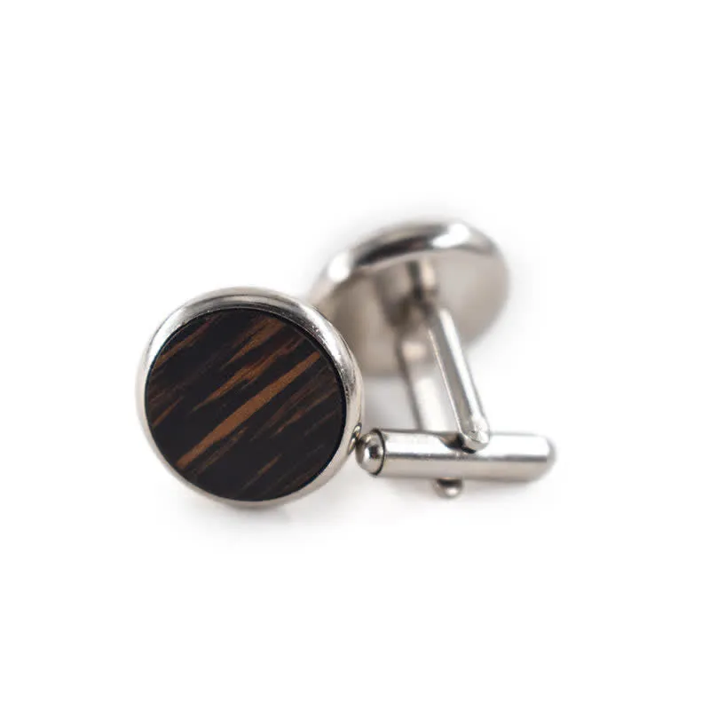 Men's Round Business Wedding Wooden Cufflinks sold by FloralTrip