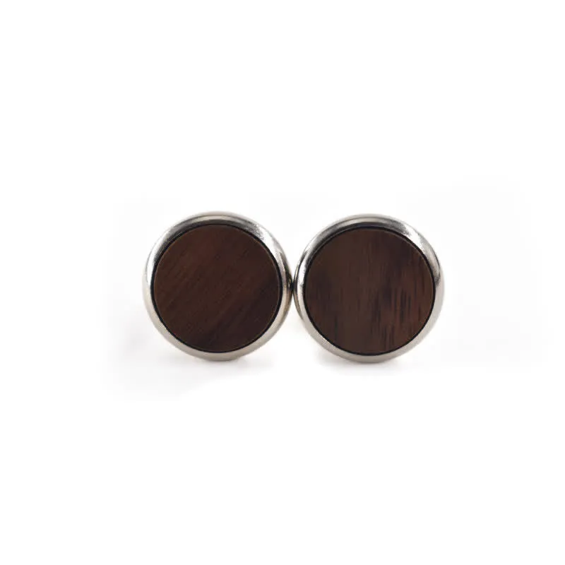 Men's Round Business Wedding Wooden Cufflinks sold by FloralTrip product image thumbnail 5
