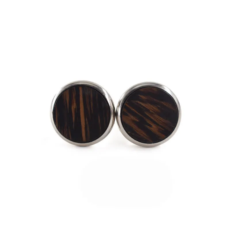 Men's Round Business Wedding Wooden Cufflinks sold by FloralTrip product image thumbnail 3