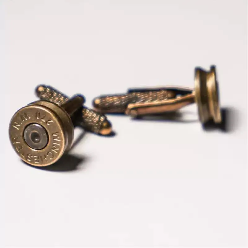 Men's Antique Styling Brass Bullet Cufflinks sold by FloralTrip
