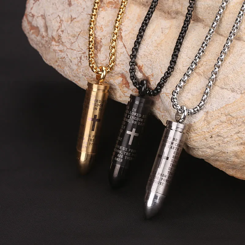 Memorial Cross Simulation Bullet Pendant Necklace sold by FloralTrip
