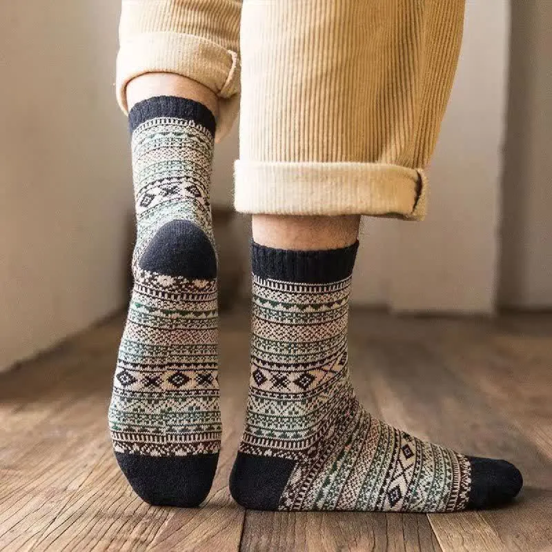 Men's Ethnic Style  Small Diamond Pattern Crew Socks sold by FloralTrip