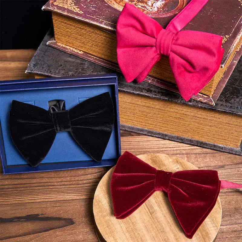 3Pcs Red Series Oversized Velvet Bow Ties Bundle Set sold by FloralTrip