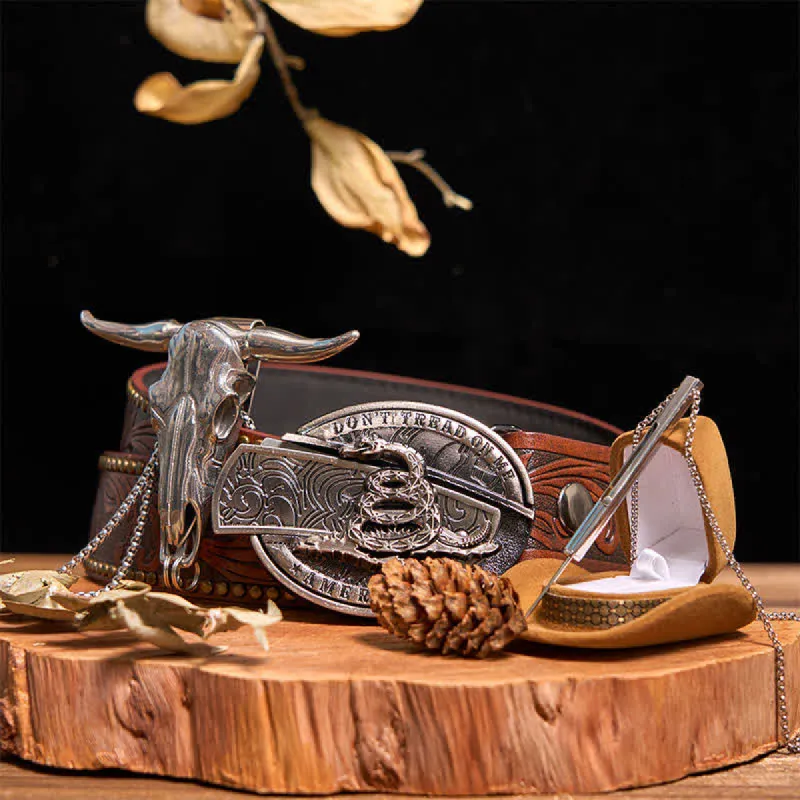 DIY Hidden Knife Snake Buckle Longhorn Bull Pendant Needle Necklace Bundle Set sold by FloralTrip