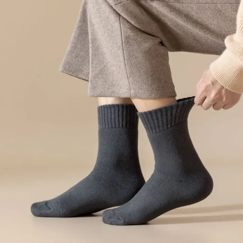 Men's Winter Warm Solid Color Cashmere Crew Socks sold by FloralTrip product image thumbnail 4