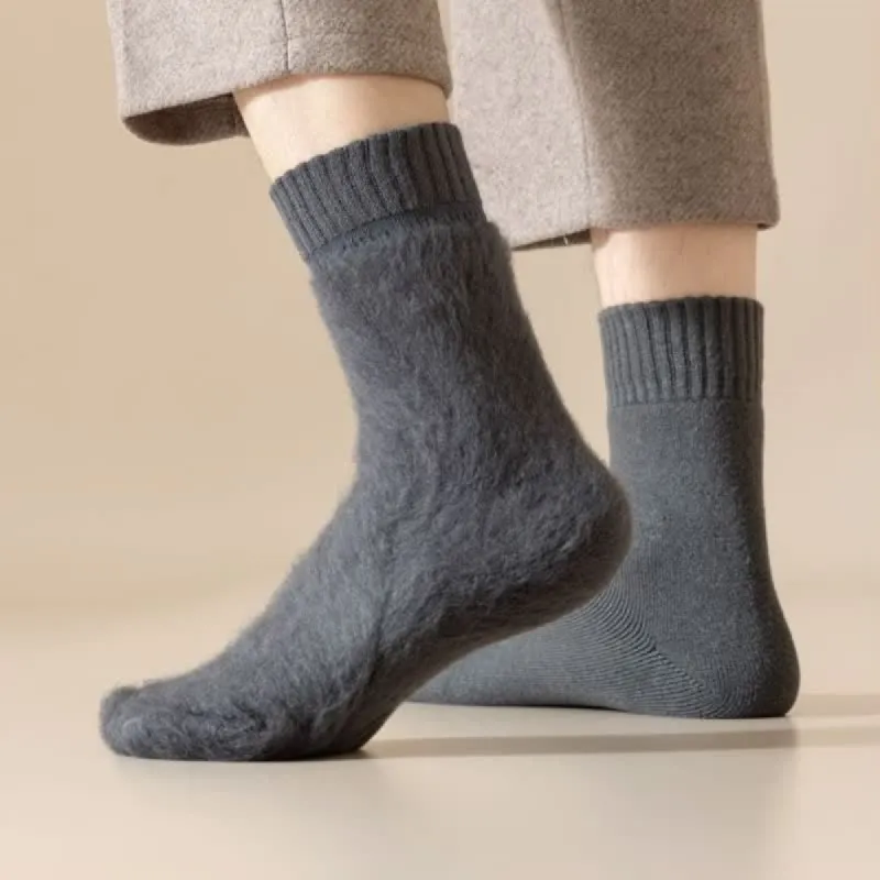 Men's Winter Warm Solid Color Cashmere Crew Socks sold by FloralTrip