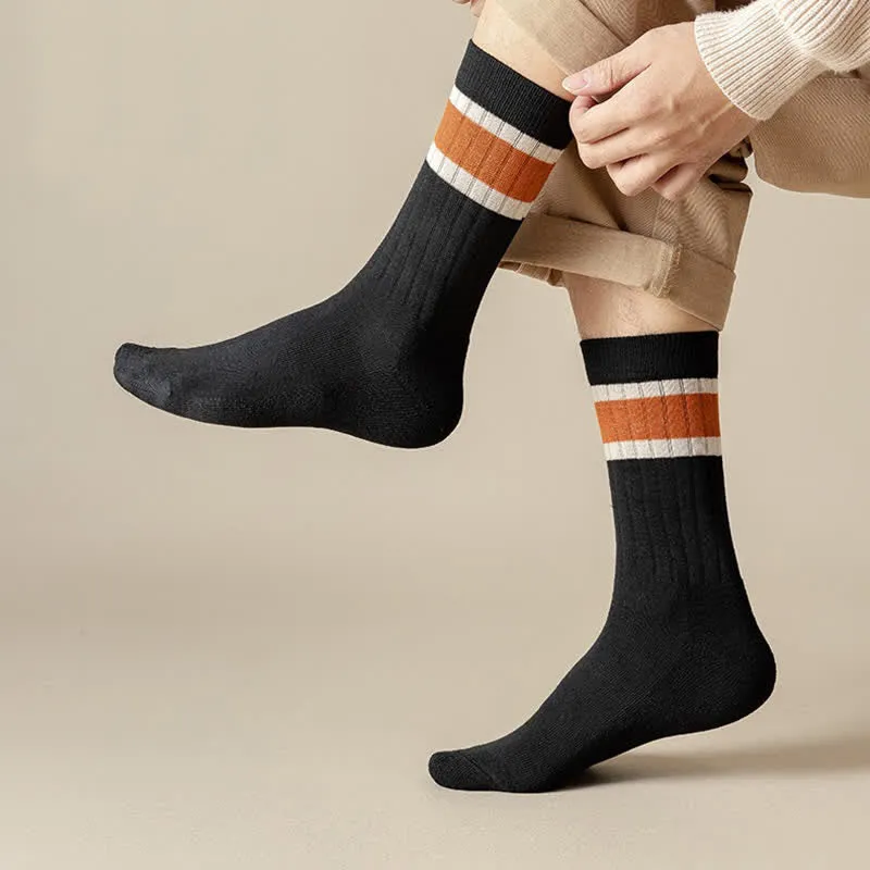 Multicolor Block Striped Causal Crew Socks sold by FloralTrip