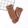 Women's Metal Decor Warm Velvet PU Leather Gloves sold by FloralTrip
