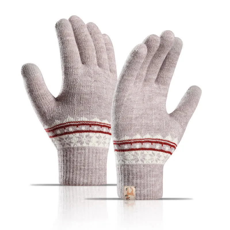 Snowflake Jacquard Stretchy Cuffs Warm Knitted Gloves sold by FloralTrip