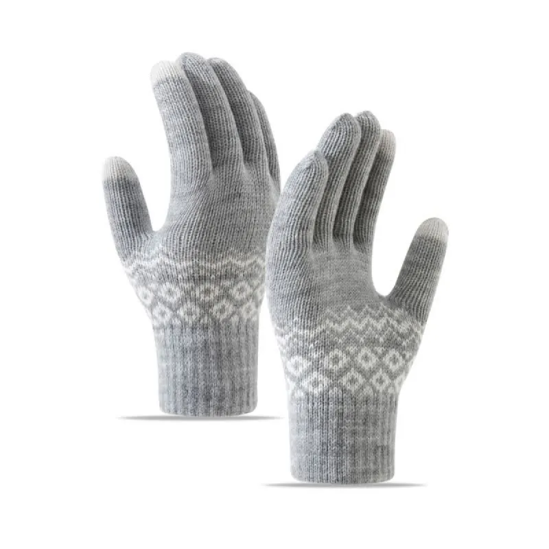 Wave Print Touch Screen Warm Plus Velvet Knitted Gloves sold by FloralTrip
