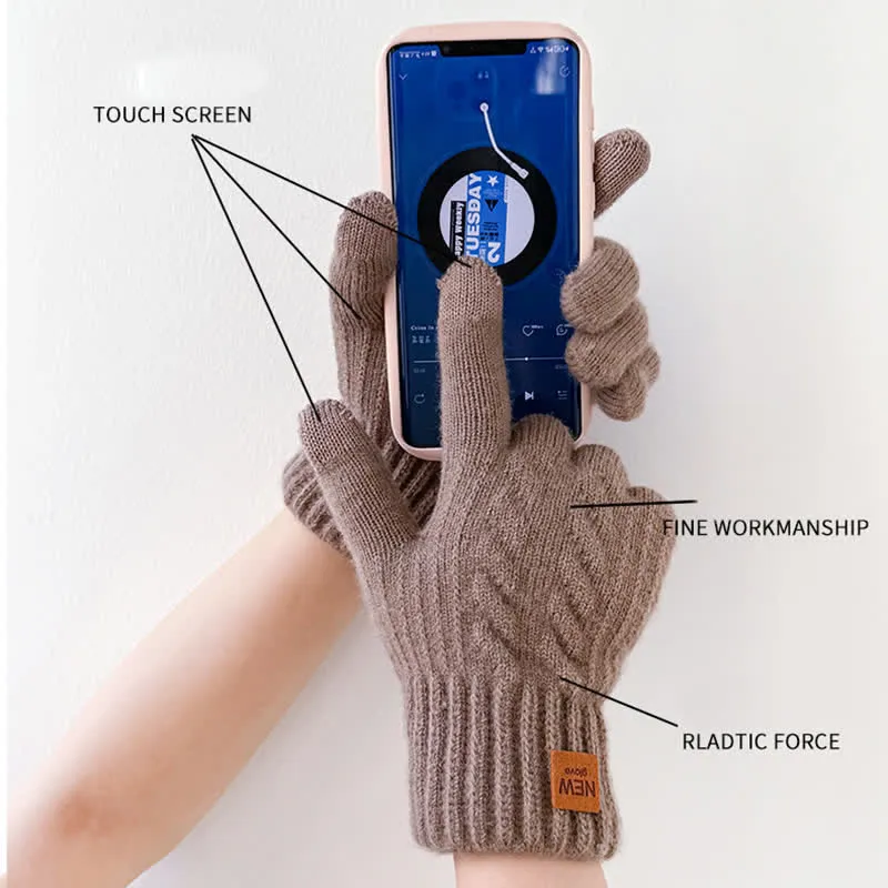 Solid Color Soft Warm Alpaca Fur Knitted Gloves sold by FloralTrip product image thumbnail 5