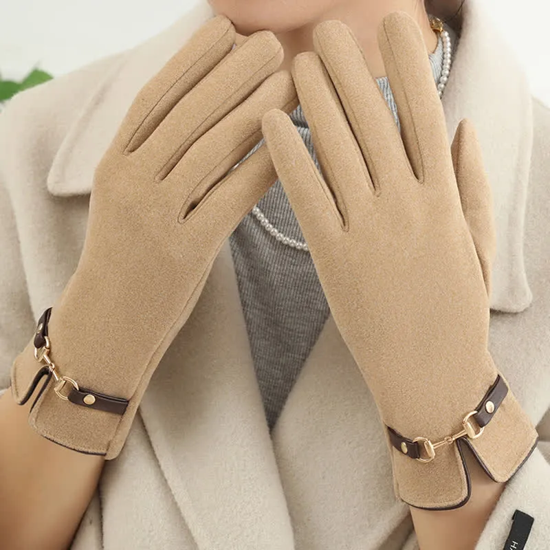 Women's Chain Plus Plush Velvet Thick Gloves sold by FloralTrip product image thumbnail 4