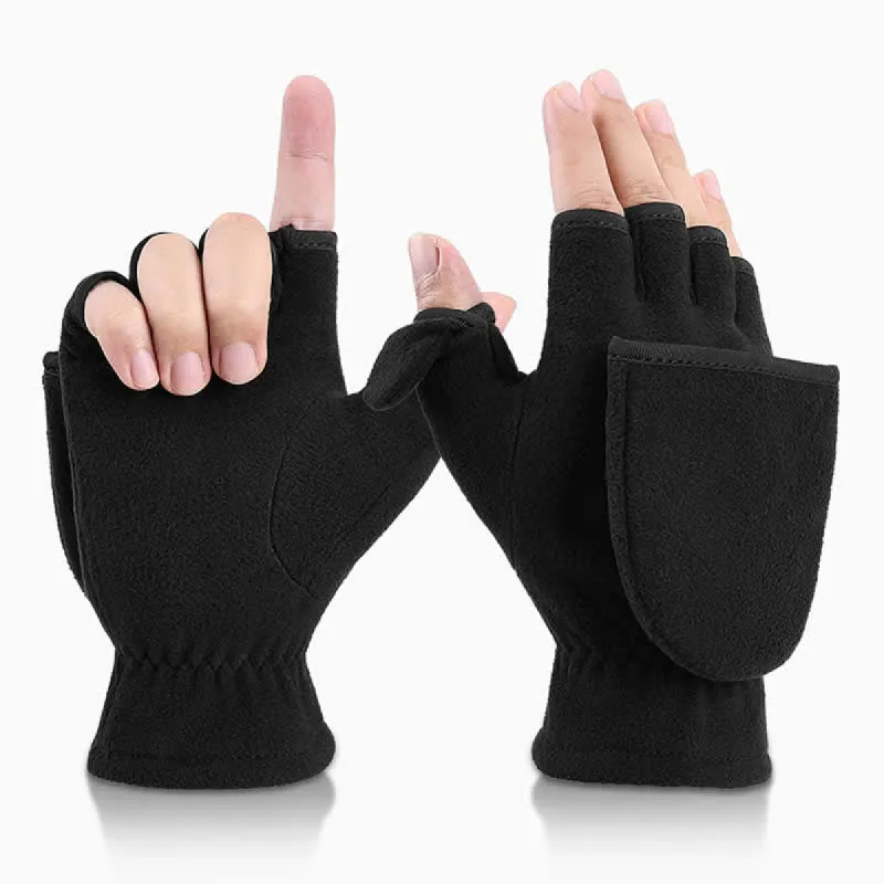 Black Convertible Flip Top Warm Mitten Gloves sold by FloralTrip