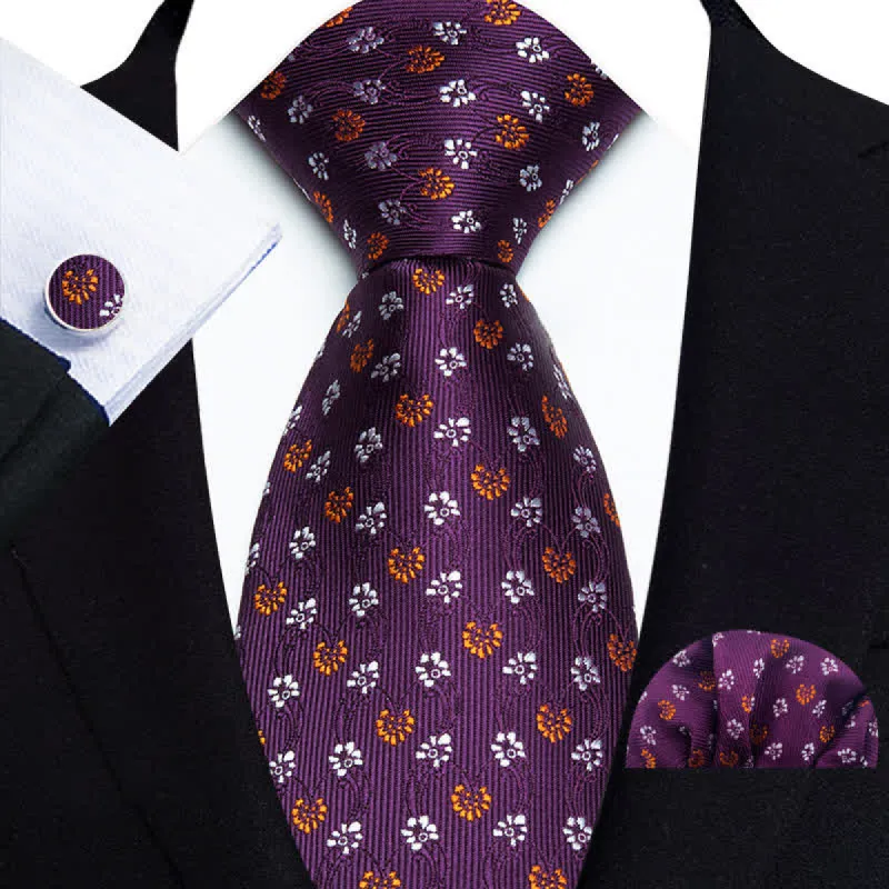 3Pcs Men's Abstract Little Floral Dots Necktie Set sold by FloralTrip