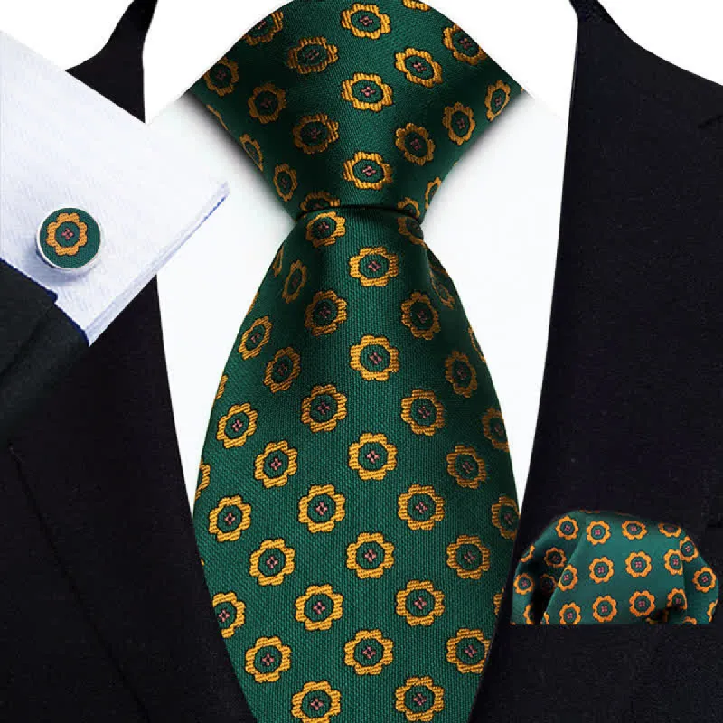 3Pcs Men's Fashion Small Flower Dots Necktie Set sold by FloralTrip