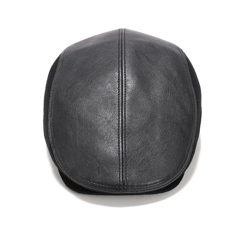 Artist Painter Leather Beret Hat with Button Earflaps sold by FloralTrip product image thumbnail 4
