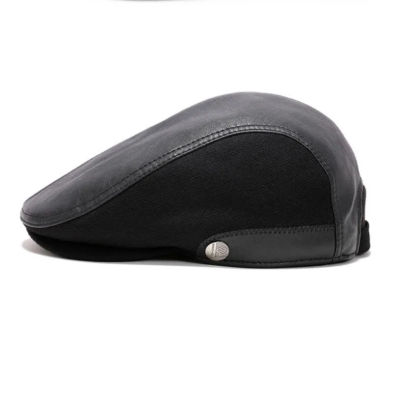 Artist Painter Leather Beret Hat with Button Earflaps sold by FloralTrip product image thumbnail 5