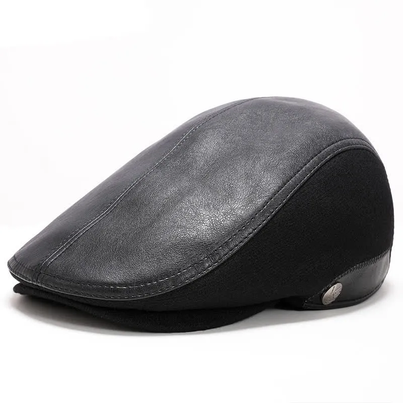 Artist Painter Leather Beret Hat with Button Earflaps sold by FloralTrip product image thumbnail 3