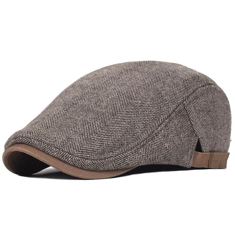 Winter Herringbone Wool Thick Warm Flat Beret Hat sold by FloralTrip