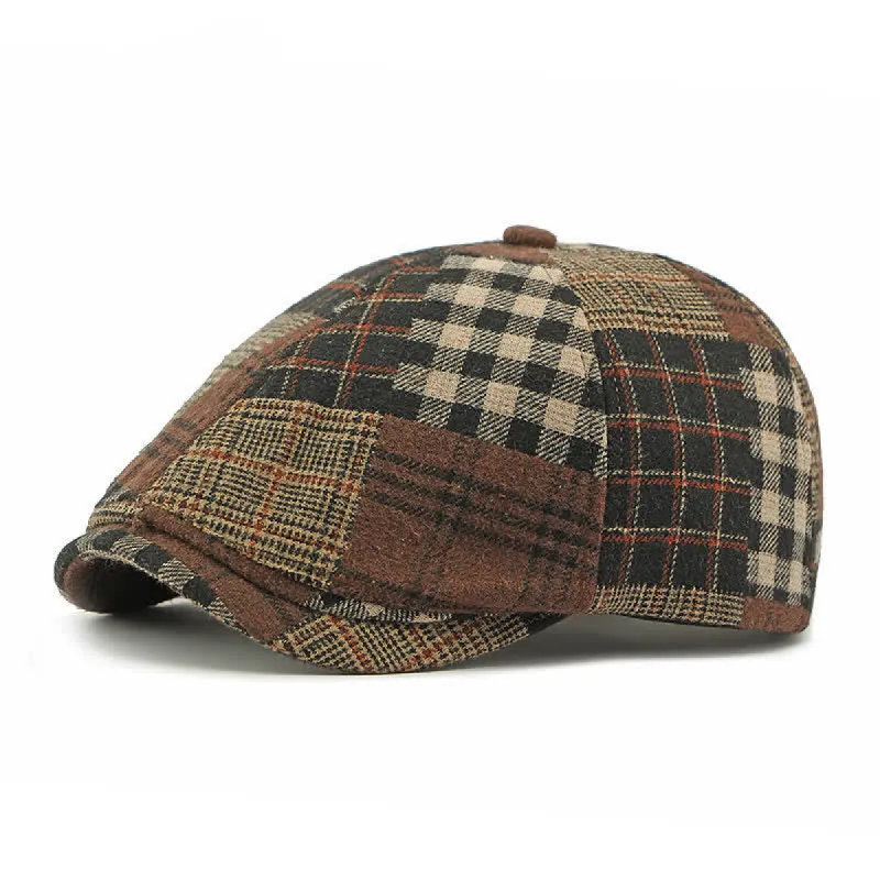 Different Classic Patchwork Plaid Newsboy Beret Hat sold by FloralTrip