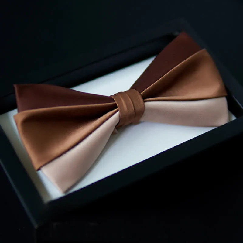 Men's Brown Champagne Three Colors Contrasting Bow Tie sold by FloralTrip
