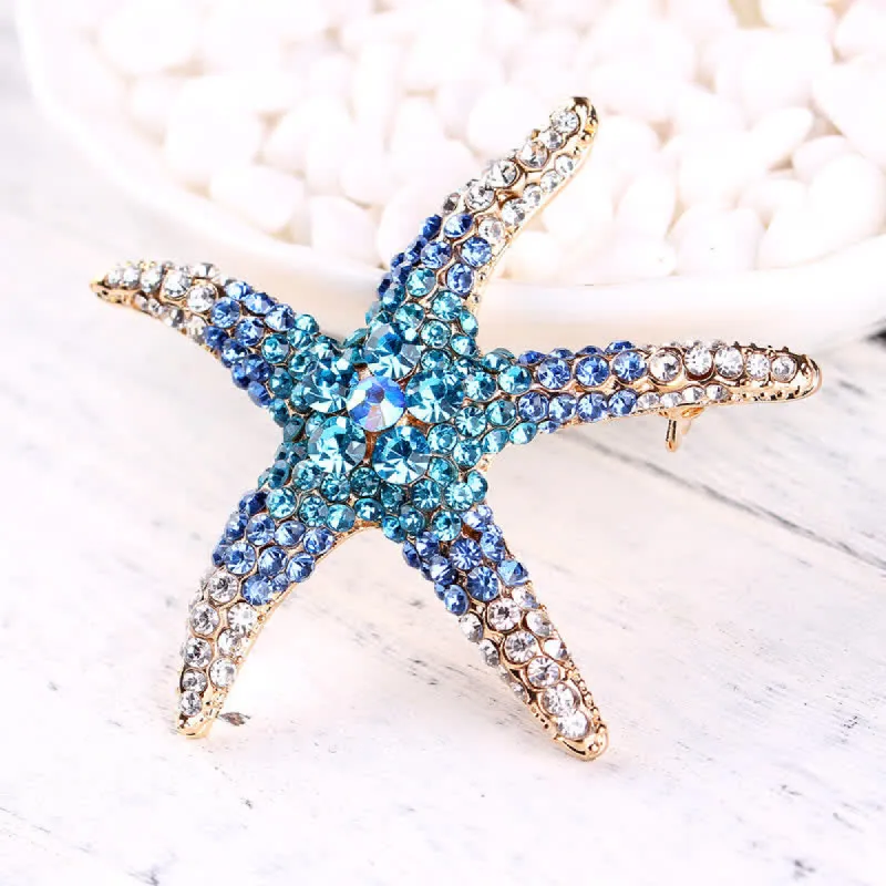 Women's Sparkling Starfish Rhinestone Brooch sold by FloralTrip