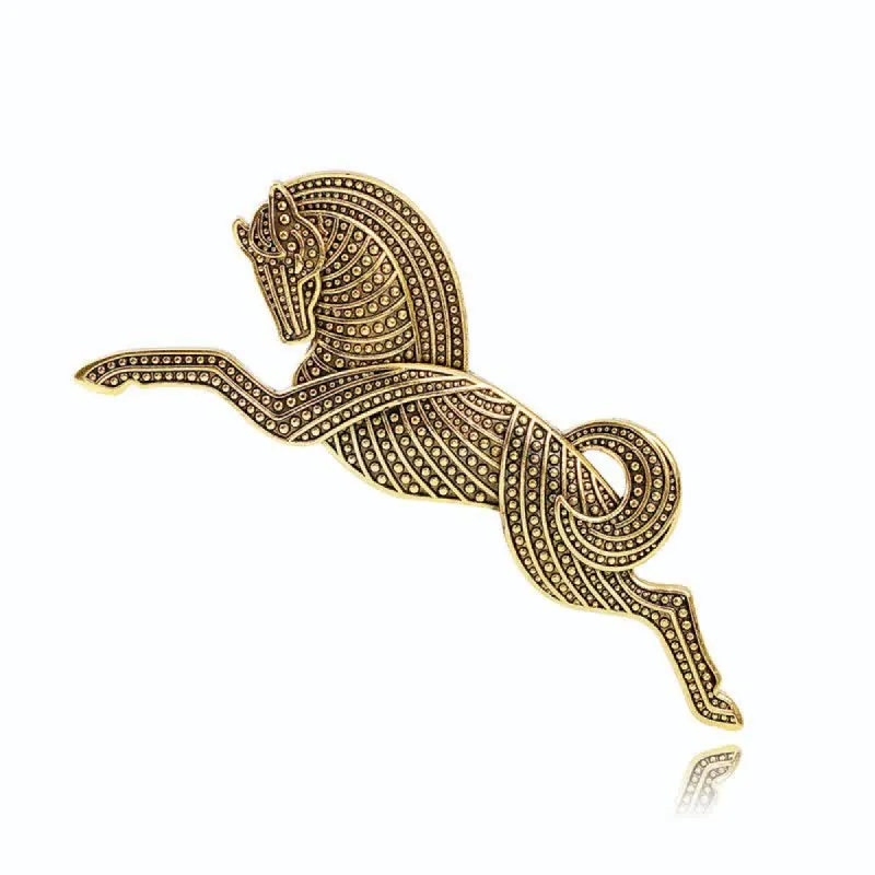 Unisex Prancing Horse Gold Silver Plating Brooch sold by FloralTrip