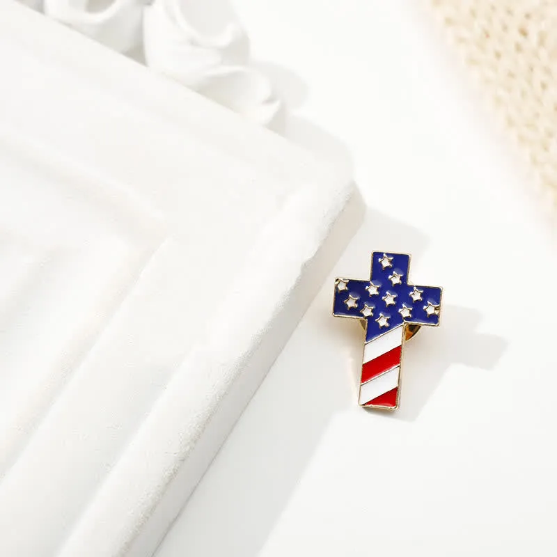 Unisex American Flag Patriotic Cross Brooch sold by FloralTrip product image thumbnail 3
