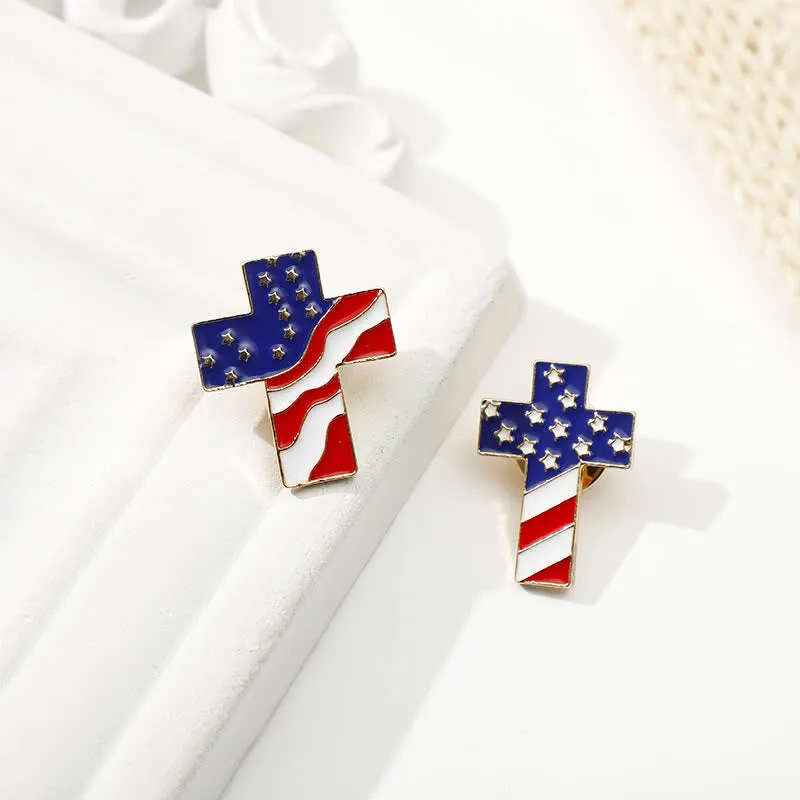 Unisex American Flag Patriotic Cross Brooch sold by FloralTrip product image thumbnail 4