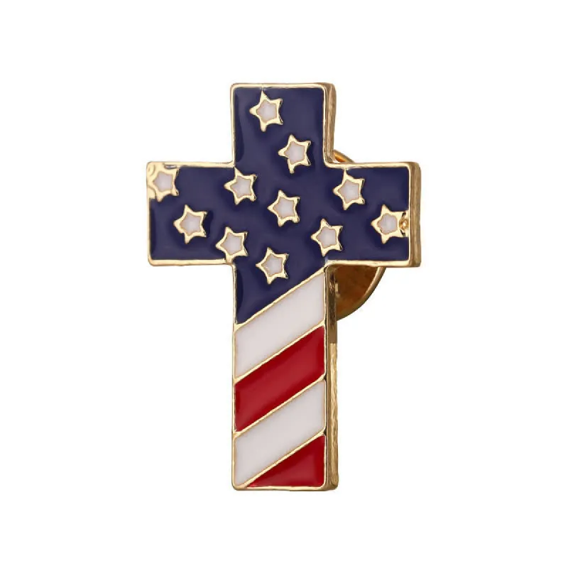 Unisex American Flag Patriotic Cross Brooch sold by FloralTrip
