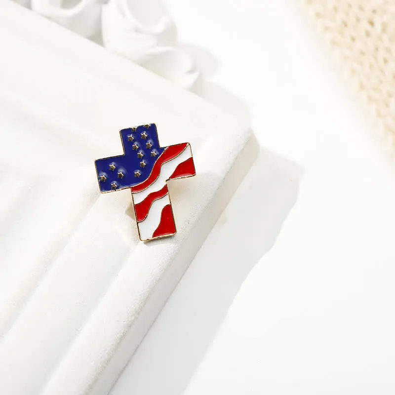 Unisex American Flag Patriotic Cross Brooch sold by FloralTrip product image thumbnail 5