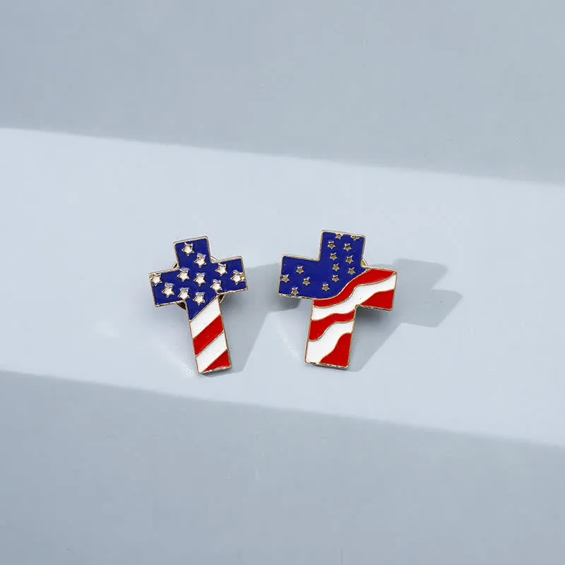Unisex American Flag Patriotic Cross Brooch sold by FloralTrip product image thumbnail 2