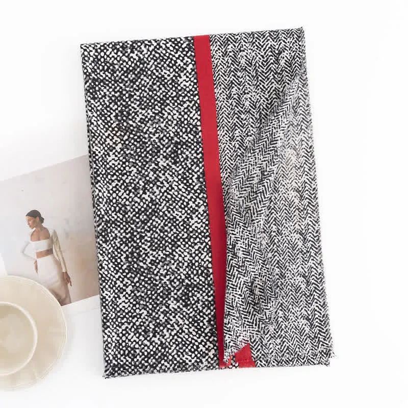 Women's Black Snake Skin Pattern Red Line Scarf sold by FloralTrip product image thumbnail 2