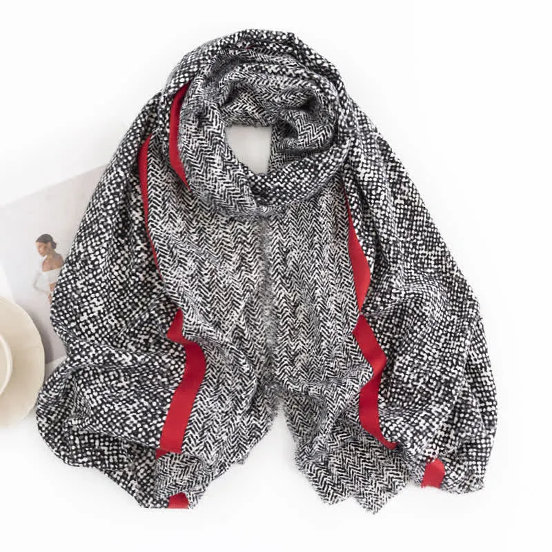 Women's Black Snake Skin Pattern Red Line Scarf sold by FloralTrip product image thumbnail 3