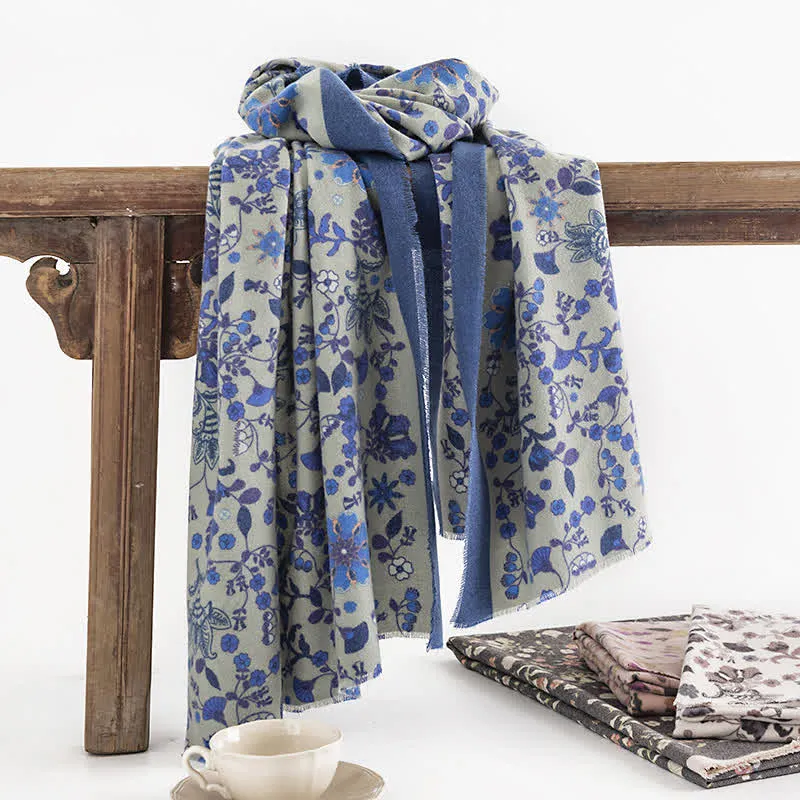 Women's Elagant Floral Contrast Border Scarf sold by FloralTrip