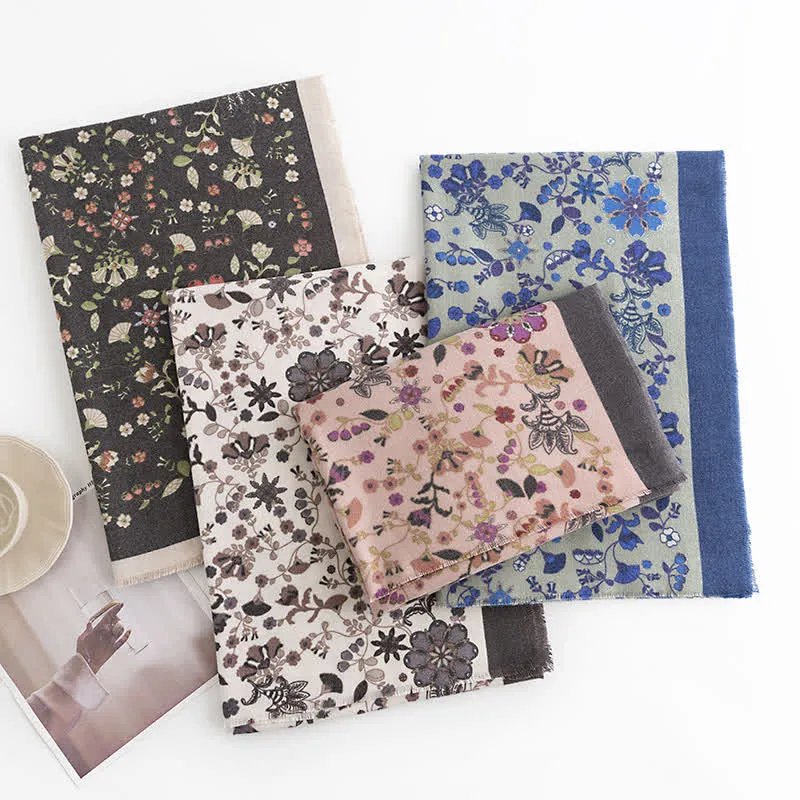 Women's Elagant Floral Contrast Border Scarf sold by FloralTrip product image thumbnail 2