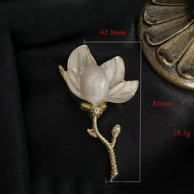 Women's Exaggerated Court Style White Magnolia Brooch sold by FloralTrip product image thumbnail 5