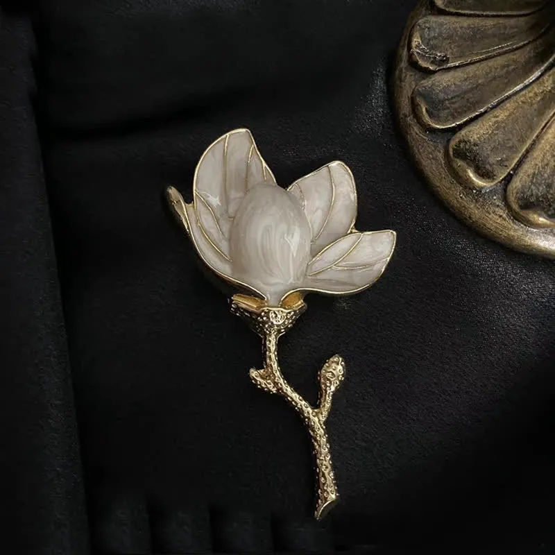 Women's Exaggerated Court Style White Magnolia Brooch sold by FloralTrip product image thumbnail 3
