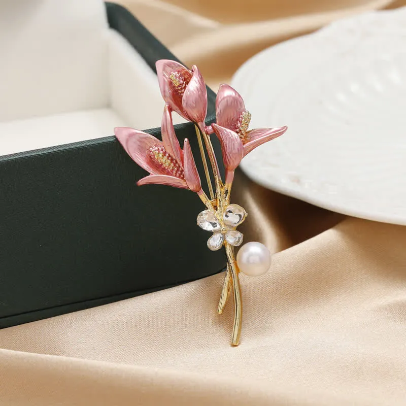 Women's Enamel Pink Tulip Flower Brooch sold by FloralTrip