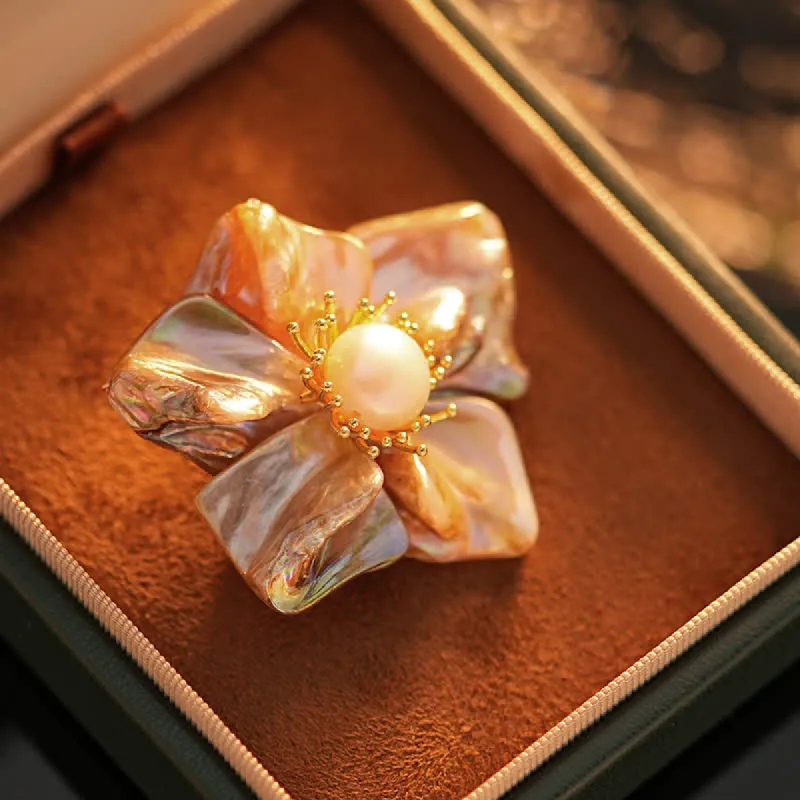 Women's Baroque Pearl Asymmetric Flower Brooch sold by FloralTrip