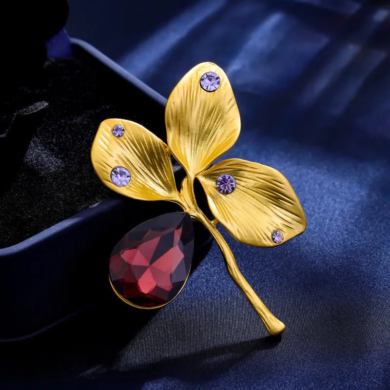 Women's Autumn Gold Maple Leaf Crystal Brooch sold by FloralTrip product image thumbnail 5