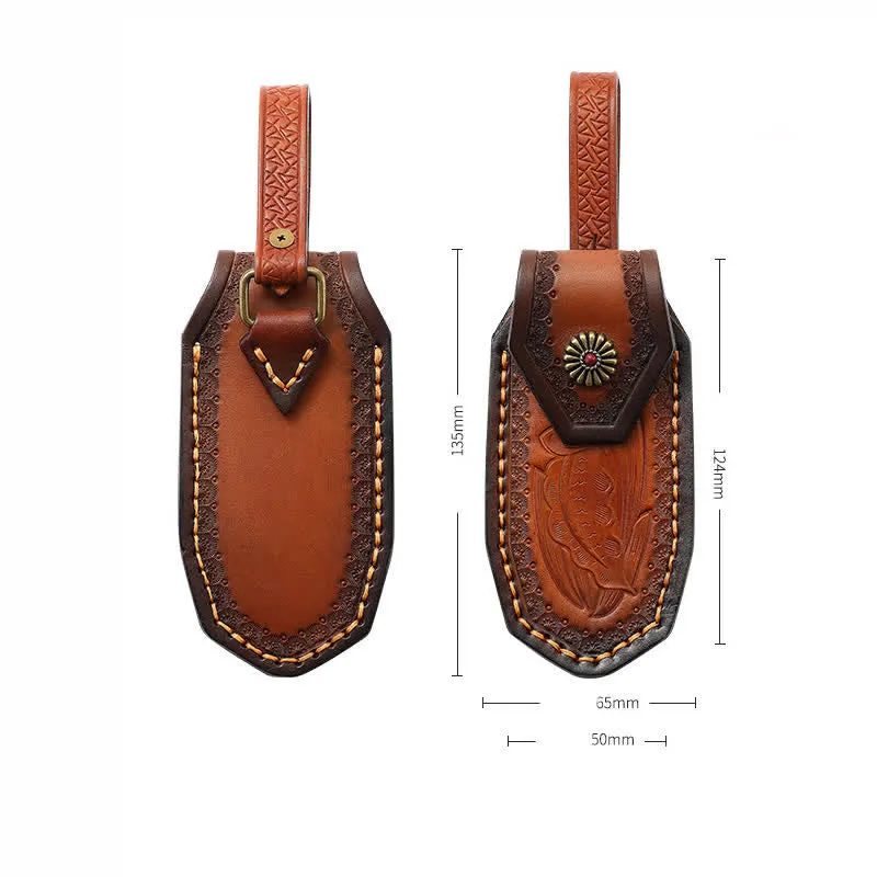 Leaves Embossing Pattern Folding Knife Sheath Leather Belt Bag sold by FloralTrip product image thumbnail 3