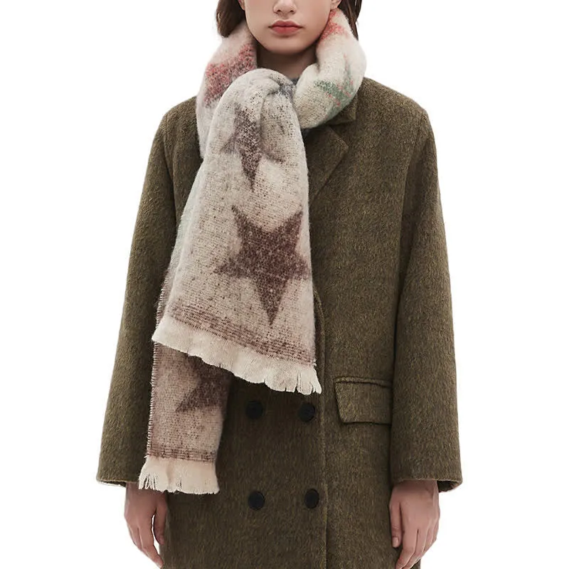 Unisex Thick Fashion Five Pointed Star Roving Scarf sold by FloralTrip