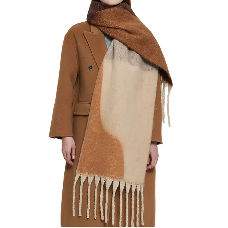 Unisex Chunky Color Abstract Tassel Roving Scarf sold by FloralTrip