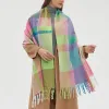 Unisex Rainbow Plaid Thickened Winter Fringe Scarf sold by FloralTrip