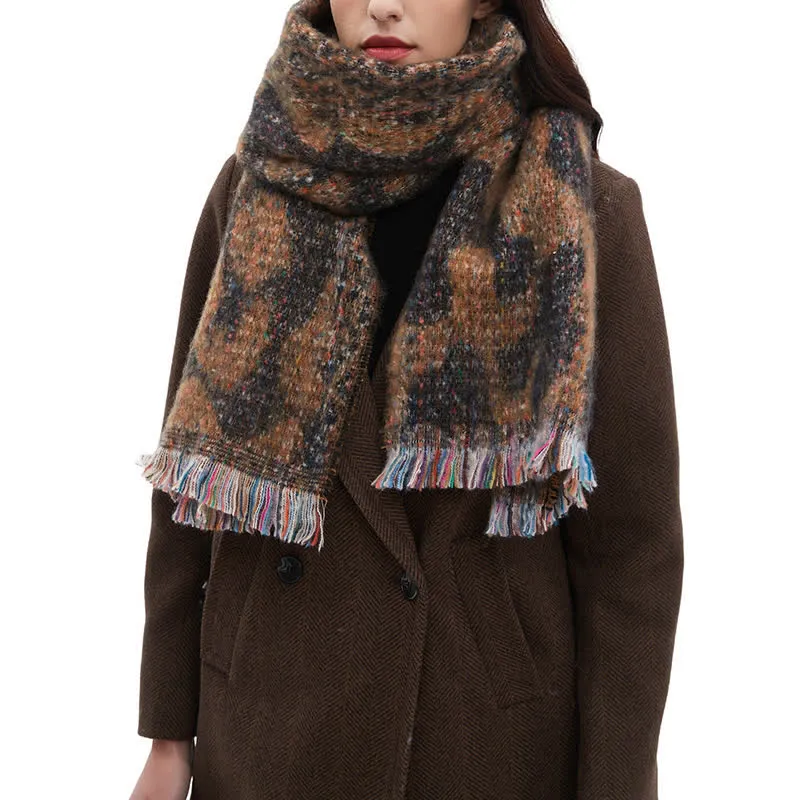 Unisex Pretty Leopard Print Short Fringe Scarf sold by FloralTrip product image thumbnail 3